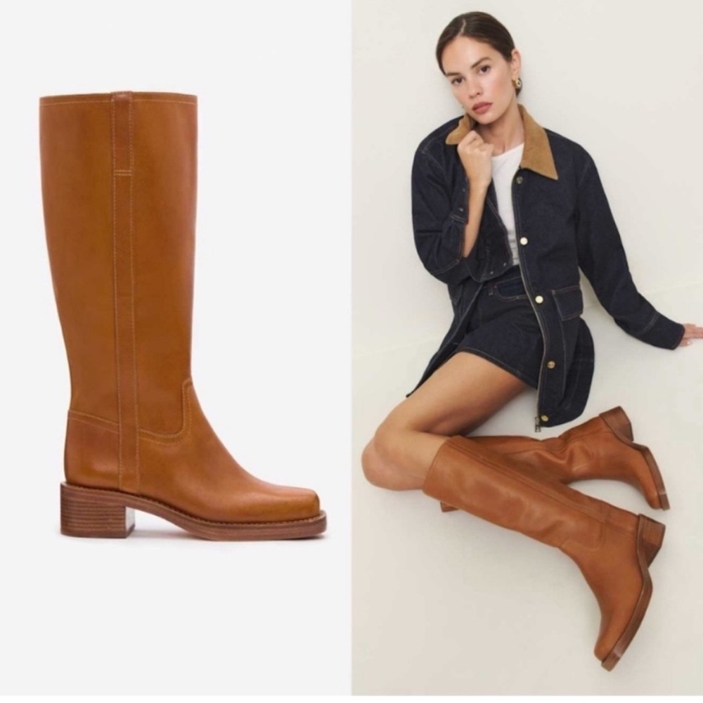 Reformation Frances Knee High Boot Color: Whiskey Leather New